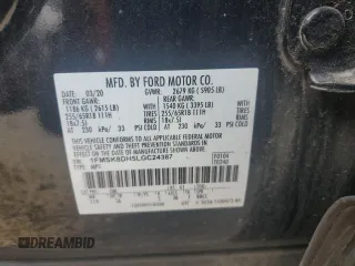 2020 Ford Explorer XLT z VIN 1FMSK8DH5LGC24387, wystawiony jako Copart lot #52971925 z przebiegiem 106 009 mil mil oraz Szkoda całkowita • Salvage title. Historia ofert i sprzedaży dostępna na DreamBid. Obrazek 15.
