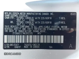 2022 Lexus NX 350 Premium with VIN 2T2GGCEZ1NC002335, listed as a IAAI auction lot 42220750 with 33,891 mi miles and . Bid and sale history available at DreamBid. Image 9.