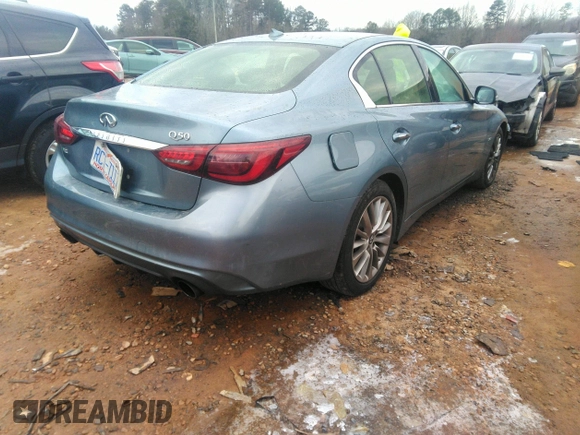 2019 Infiniti Q50 Luxe with VIN JN1EV7AP0KM513825, listed as a IAAI auction lot 41310796 with 92,131 mi miles and . Bid and sale history available at DreamBid. Image 4.