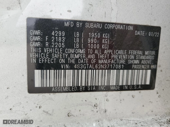 2022 Subaru Impreza Sport with VIN 4S3GTAL62N3717081, listed as a Copart auction lot 81731584 with 32,237 mi miles and Salvage Title. Bid and sale history available at carsss.com. Image 13.