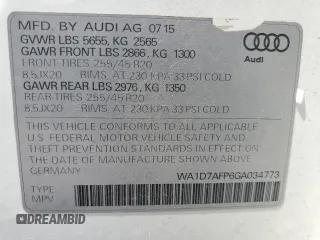 2016 Audi Q5 Premium Plus z VIN WA1D7AFP6GA034773, wystawiony jako Copart lot #55603785 z przebiegiem 110 574 mil mil oraz Szkoda całkowita • Salvage title. Historia ofert i sprzedaży dostępna na DreamBid. Obrazek 14.
