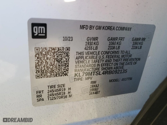 2024 Chevrolet TrailBlazer RS with VIN KL79MTSL4RB092135, listed as a Copart auction lot 41972075 with 5,506 mi miles and Salvage Title. Bid and sale history available at carsss.com. Image 16.