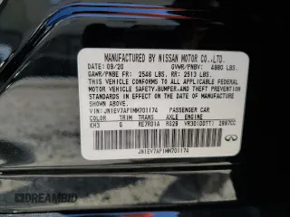 2021 Infiniti Q50 Pure with VIN JN1EV7AP1MM701174, listed as a Copart auction lot 49970925 with 68,668 mi miles and Non Repairable. Bid and sale history available at DreamBid. Image 14.