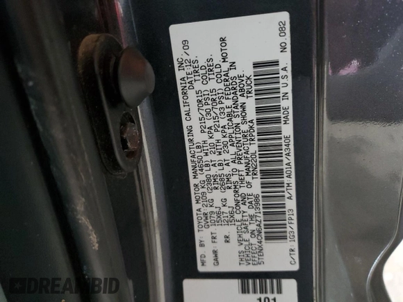 2010 Toyota Tacoma with VIN 5TENX4CN6AZ713986, listed as a Copart auction lot 43010405 with 128,049 mi miles and Salvage Title. Bid and sale history available at carsss.com. Image 14.