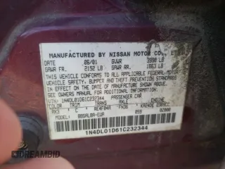 2001 Nissan Altima GXE with VIN 1N4DL01D61C232344, listed as a Copart auction lot 82182124 with 414,347 mi miles and Non Repairable. Bid and sale history available at carsss.com. Image 12.