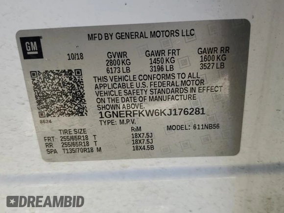 2019 Chevrolet Traverse LS with VIN 1GNERFKW6KJ176281, listed as a Copart auction lot 88249825 with 97,334 mi miles and Salvage Title. Bid and sale history available at carsss.com. Image 16.