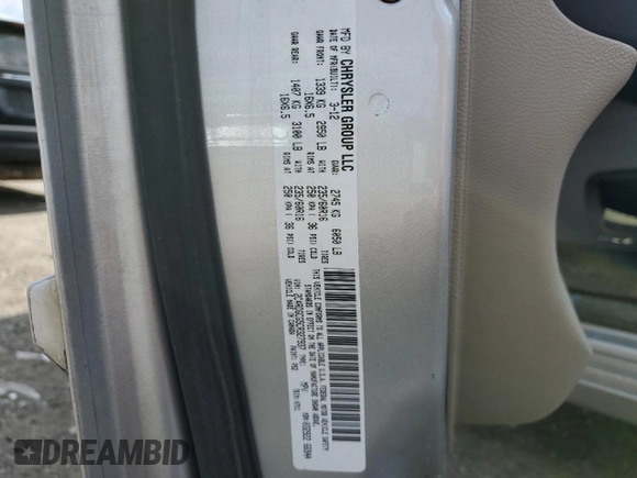 2012 Dodge Grand Caravan SXT with VIN 2C4RDGCG5CR327937, listed as a Copart auction lot 52905955 with 168,382 mi miles and Salvage Title. Bid and sale history available at DreamBid. Image 13.