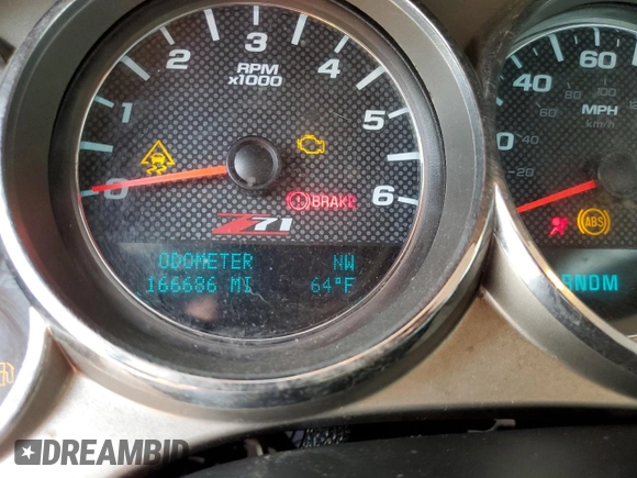 2010 Chevrolet Silverado 1500 LT with VIN 1GCSKSE35AZ190683, listed as a Copart auction lot 54016075 with 166,686 mi miles and Salvage Title. Bid and sale history available at DreamBid. Image 9.
