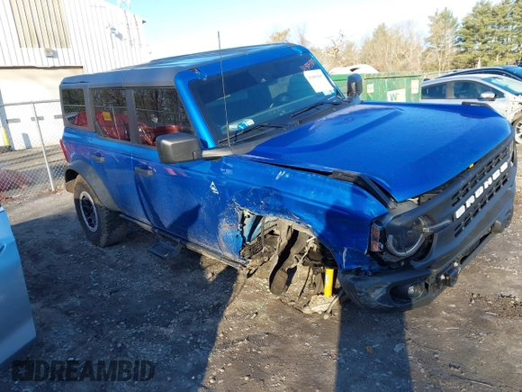 2023 Ford Bronco with VIN 1FMEE5DP4PLB96024, listed as a IAAI auction lot 41805805 with 16,436 mi miles. Bid and sale history available at carsss.com. Image 1.