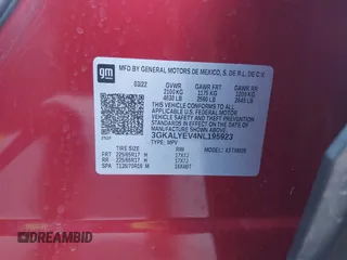 2022 GMC Terrain AT4 with VIN 3GKALYEV4NL195923, listed as a IAAI auction lot 41815009 with 26,862 mi miles and . Bid and sale history available at DreamBid. Image 9.