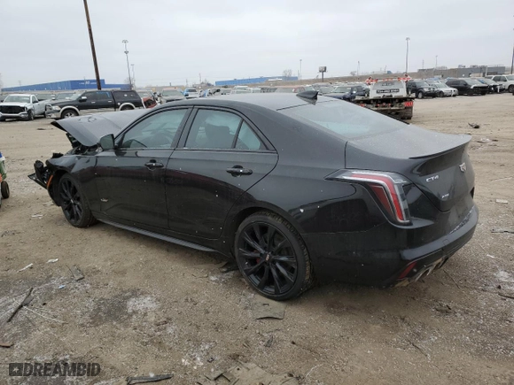 2021 Cadillac CT4 V-Series with VIN 1G6DH5RL5M0115965, listed as a Copart auction lot 44905365 with 56,926 mi miles and Salvage Title. Bid and sale history available at carsss.com. Image 2.