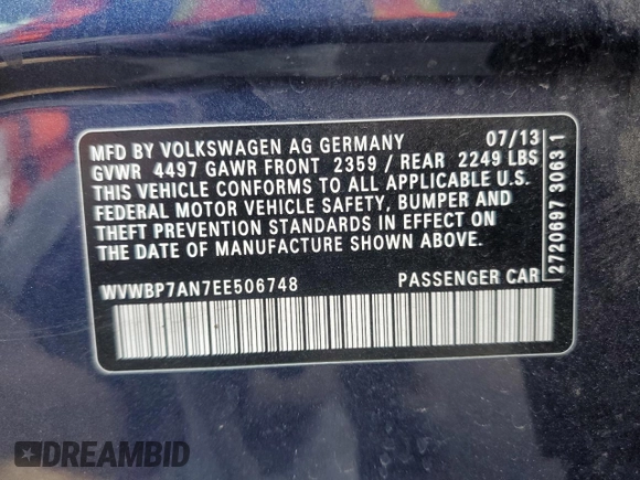 2014 Volkswagen CC R-Line with VIN WVWBP7AN7EE506748, listed as a Copart auction lot 84244724 with 99,272 mi miles and Salvage Title. Bid and sale history available at carsss.com. Image 15.