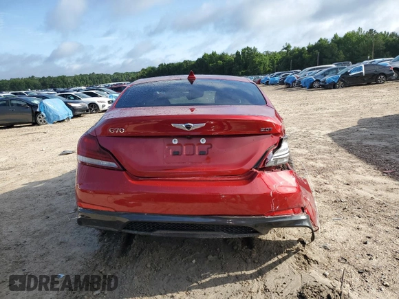 2020 Genesis G70 2.0T with VIN KMTG44LA6LU045375, listed as a Copart auction lot 59291075 with 56,810 mi miles and Non repairable. Bid and sale history available at DreamBid. Image 6.