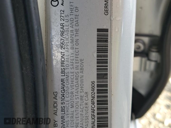 2015 Audi A6 2.0T Premium Plus with VIN WAUGFAFC4FN024606, listed as a Copart auction lot 50426205 with 79,507 mi miles and Salvage Title. Bid and sale history available at carsss.com. Image 12.