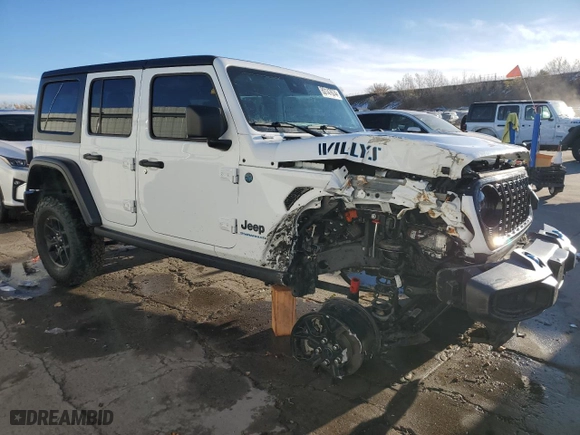 2024 Jeep Wrangler 4xe Sport S with VIN 1C4RJXN60RW204334, listed as a Copart auction lot 80147674 with 12,614 mi miles and Salvage Title. Bid and sale history available at carsss.com. Image 4.
