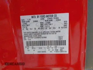 2008 Ford F-150 XL with VIN 1FTRF12258KC12192, listed as a IAAI auction lot 42151455 with 242,218 mi miles and . Bid and sale history available at carsss.com. Image 9.