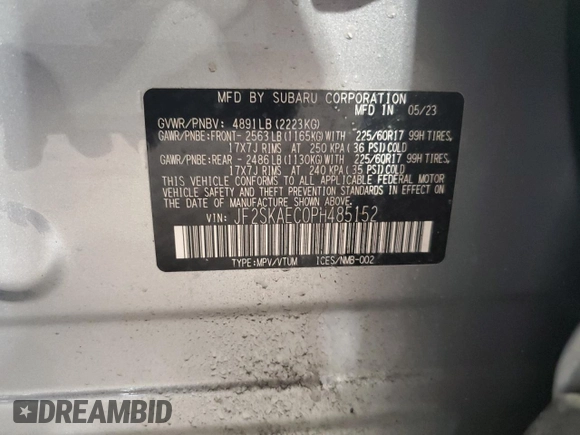 2023 Subaru Forester Premium z VIN JF2SKAEC0PH485152, wystawiony jako Copart lot #61529225 z przebiegiem 29 698 mil mil oraz Szkoda całkowita • Salvage title. Historia ofert i sprzedaży dostępna na DreamBid. Obrazek 13.