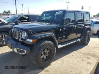 2020 Jeep Wrangler Unlimited Sahara with VIN 1C4HJXEG3LW145470, listed as a Copart auction lot 63690835 with 47,838 mi miles and Salvage title. Bid and sale history available at DreamBid. Image 1.