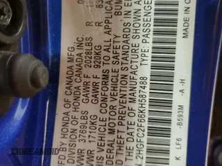 2019 Honda Civic Sedan LX with VIN 2HGFC2F66KH587488, listed as a Copart auction lot 45280025 with 58,272 mi miles and Salvage Title. Bid and sale history available at carsss.com. Image 14.