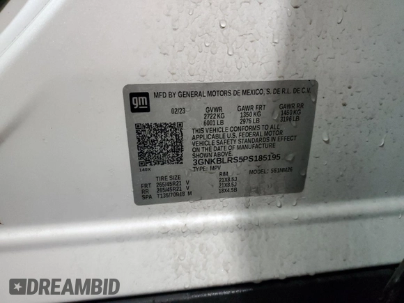 2023 Chevrolet Blazer Premier with VIN 3GNKBLRS5PS185195, listed as a Copart auction lot 80850814 with 29,230 mi miles and Salvage title. Bid and sale history available at DreamBid. Image 15.