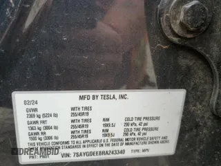 2024 Tesla Model Y Long Range с VIN 7SAYGDEE8RA243340, выставлен на аукционе Copart как лот 60527745 с пробегом 17 307 миль миль и Списание • Salvage title. История ставок и продаж доступна на DreamBid. Изображение 12.