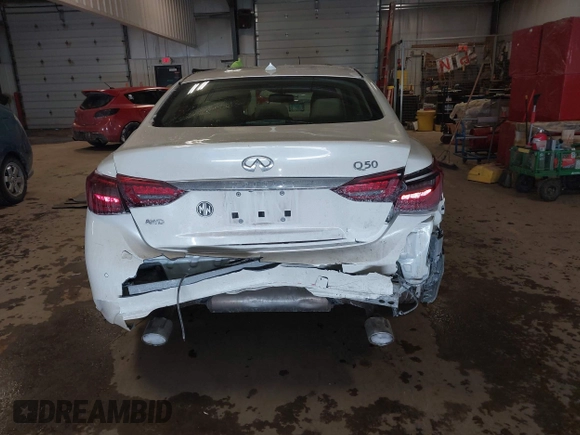 2021 Infiniti Q50 Luxe with VIN JN1EV7BR9MM752020, listed as a IAAI auction lot 41602470 with 61,392 mi miles and . Bid and sale history available at DreamBid. Image 16.