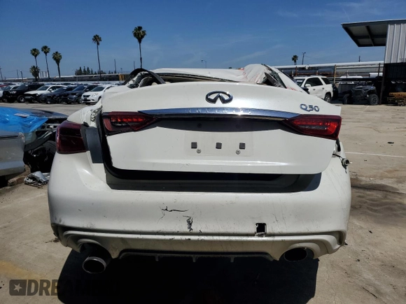 2018 Infiniti Q50 Luxe with VIN JN1EV7AP3JM351994, listed as a Copart auction lot 57911475 with Not provided miles and Salvage title. Bid and sale history available at DreamBid. Image 6.
