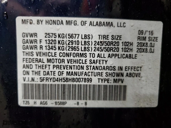 2017 Acura MDX w/Technology Pkg with VIN 5FRYD4H58HB007899, listed as a Copart auction lot 50515425 with 62,463 mi miles and Salvage Title. Bid and sale history available at carsss.com. Image 15.