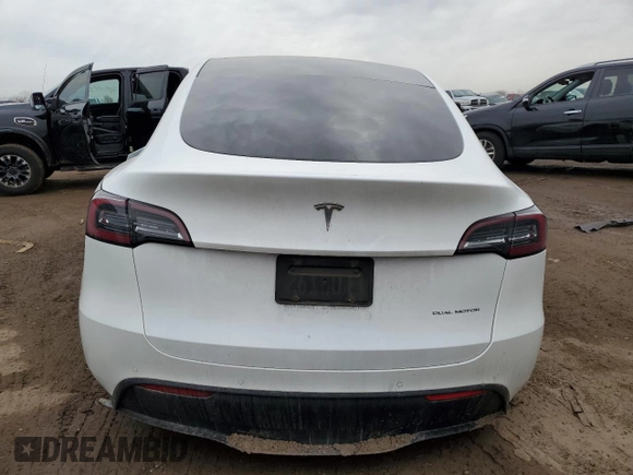 2020 Tesla Model Y Long Range with VIN 5YJYGDEE8LF008346, listed as a Copart auction lot 52863725 with 60,378 mi miles and Salvage Title. Bid and sale history available at DreamBid. Image 6.