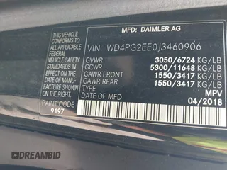 2018 Mercedes-Benz Metris Passenger with VIN WD4PG2EE0J3460906, listed as a IAAI auction lot 42486423 with 92,893 mi miles and . Bid and sale history available at DreamBid. Image 9.