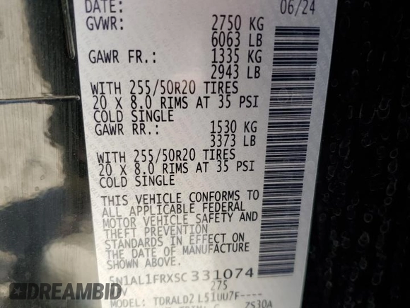 2025 Infiniti QX60 with VIN 5N1AL1FRXSC331074, listed as a Copart auction lot 48482905 with 7,769 mi miles and Salvage title. Bid and sale history available at DreamBid. Image 14.