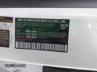 2024 Mercedes-Benz EQE 350 z VIN 4JGGM1CB3RA049847, wystawiony jako IAAI lot #41964385 z przebiegiem 20 090 mil mil oraz . Historia ofert i sprzedaży dostępna na DreamBid. Obrazek 9.