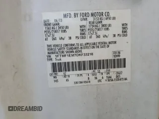 2013 Ford F-150 XL with VIN 1FTMF1EM7DKF33216, listed as a Copart auction lot 62517605 with 170,983 mi miles and Clean title. Bid and sale history available at DreamBid. Image 12.