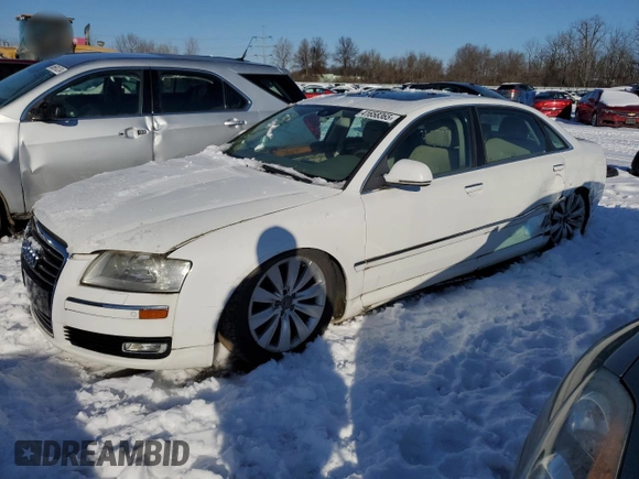 2008 Audi A8 L 4.2L with VIN WAUMV94E18N008231, listed as a Copart auction lot 44801515 with 0 mi miles and Salvage Title. Bid and sale history available at carsss.com. Image 1.