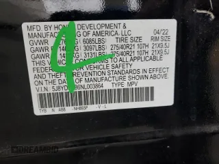 2022 Acura MDX Type S w/Advance Package with VIN 5J8YD8H86NL003864, listed as a Copart auction lot 86757854 with 31,587 mi miles and Salvage Title. Bid and sale history available at carsss.com. Image 13.