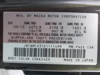 2014 Mazda 3 S Touring with VIN JM1BM1V31E1111499, listed as a IAAI auction lot 41476457 with 109,337 mi miles and . Bid and sale history available at DreamBid. Image 9.
