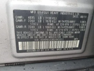 2011 Subaru Outback 3.6R Limited with VIN 4S4BRDJC8B2443322, listed as a Copart auction lot 47854105 with 182,201 mi miles and Salvage Title. Bid and sale history available at carsss.com. Image 14.