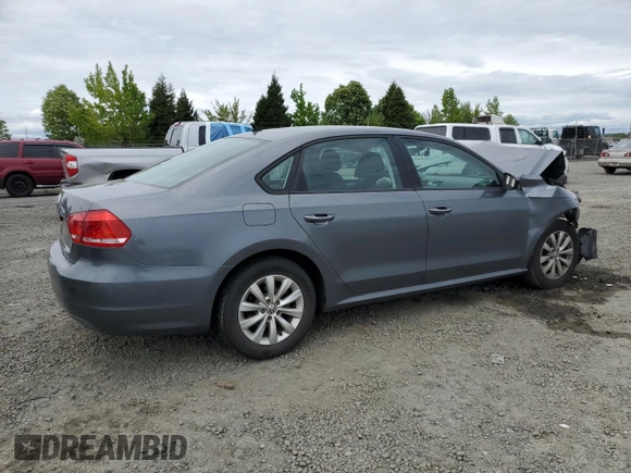 2012 Volkswagen Passat S with VIN 1VWAP7A37CC018612, listed as a Copart auction lot 57418075 with 102,005 mi miles and Salvage title. Bid and sale history available at DreamBid. Image 3.