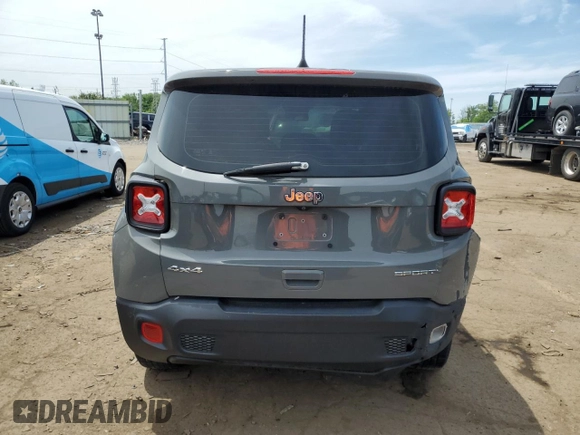 2020 Jeep Renegade Sport with VIN ZACNJBAB7LPL02959, listed as a Copart auction lot 59115815 with 74,307 mi miles and Salvage title. Bid and sale history available at DreamBid. Image 6.