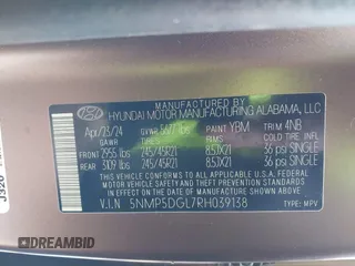 2024 Hyundai Santa Fe Calligraphy with VIN 5NMP5DGL7RH039138, listed as a IAAI auction lot 41940615 with 2,605 mi miles and . Bid and sale history available at DreamBid. Image 9.