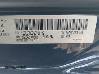 2016 Dodge Dart SXT with VIN 1C3CDFBB6GD531102, listed as a IAAI auction lot 41959377 with 93,802 mi miles and . Bid and sale history available at carsss.com. Image 9.