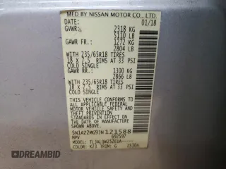 2018 Nissan Murano SV with VIN 5N1AZ2MG9JN121588, listed as a Copart auction lot 48748795 with 132,433 mi miles and Salvage Title. Bid and sale history available at DreamBid. Image 14.