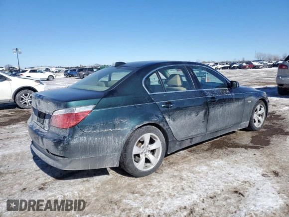 2007 BMW 5 Series 525i with VIN WBANE53537CW67100, listed as a Copart auction lot 45993465 with 145,939 mi miles and Salvage Title. Bid and sale history available at carsss.com. Image 3.