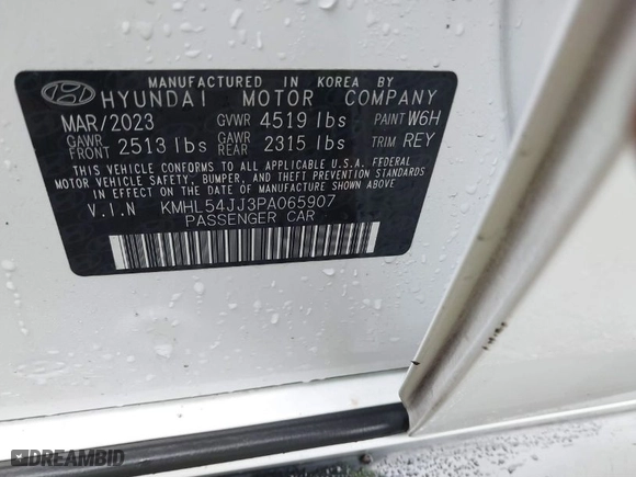 2023 Hyundai Sonata Hybrid Limited with VIN KMHL54JJ3PA065907, listed as a IAAI auction lot 41491036 with 49,943 mi miles. Bid and sale history available at carsss.com. Image 9.