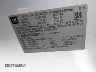 2016 Chevrolet Equinox LT with VIN 2GNALCEK0G6267767, listed as a IAAI auction lot 41739577 with 146,393 mi miles. Bid and sale history available at carsss.com. Image 9.