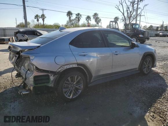 2024 Subaru WRX with VIN JF1VBAB6XR9803582, listed as a Copart auction lot 43557785 with 4,938 mi miles and Salvage Title. Bid and sale history available at carsss.com. Image 3.