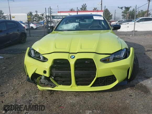 2025 BMW M4 Competition with VIN WBS23HK01SCS26831, listed as a IAAI auction lot 41473600 with 1 mi miles. Bid and sale history available at carsss.com. Image 6.