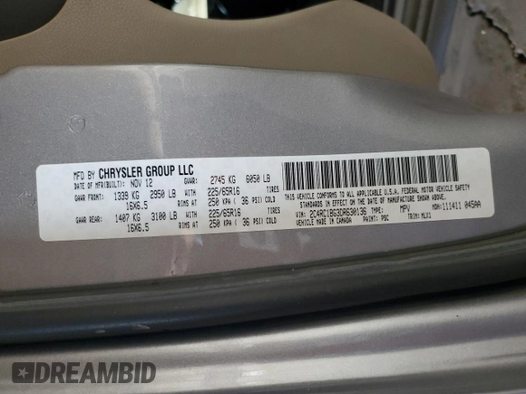 2013 Chrysler Town & Country Touring with VIN 2C4RC1BG3DR630136, listed as a Copart auction lot 51374995 with 209,149 mi miles and Clean Title. Bid and sale history available at carsss.com. Image 13.