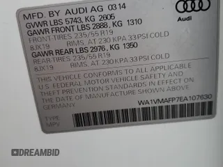 2014 Audi Q5 Prestige z VIN WA1VMAFP7EA107630, wystawiony jako Copart lot #85524464 z przebiegiem 149 511 mil mil oraz Szkoda całkowita • Salvage title. Historia ofert i sprzedaży dostępna na DreamBid. Obrazek 13.