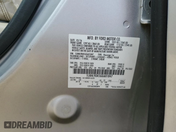 2016 Lincoln MKS с VIN 1LNHL9DK5GG601847, выставлен на аукционе Copart как лот 42772395 с пробегом 146 003 миль миль и Чистый • Clean title. История ставок и продаж доступна на DreamBid. Изображение 12.
